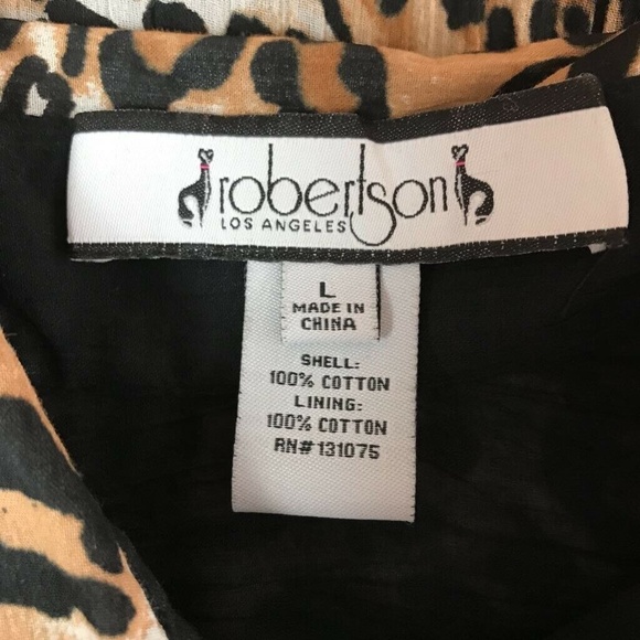 Robertson Shirt Dress Brown Leopard Print Sz L - Picture 6 of 8
